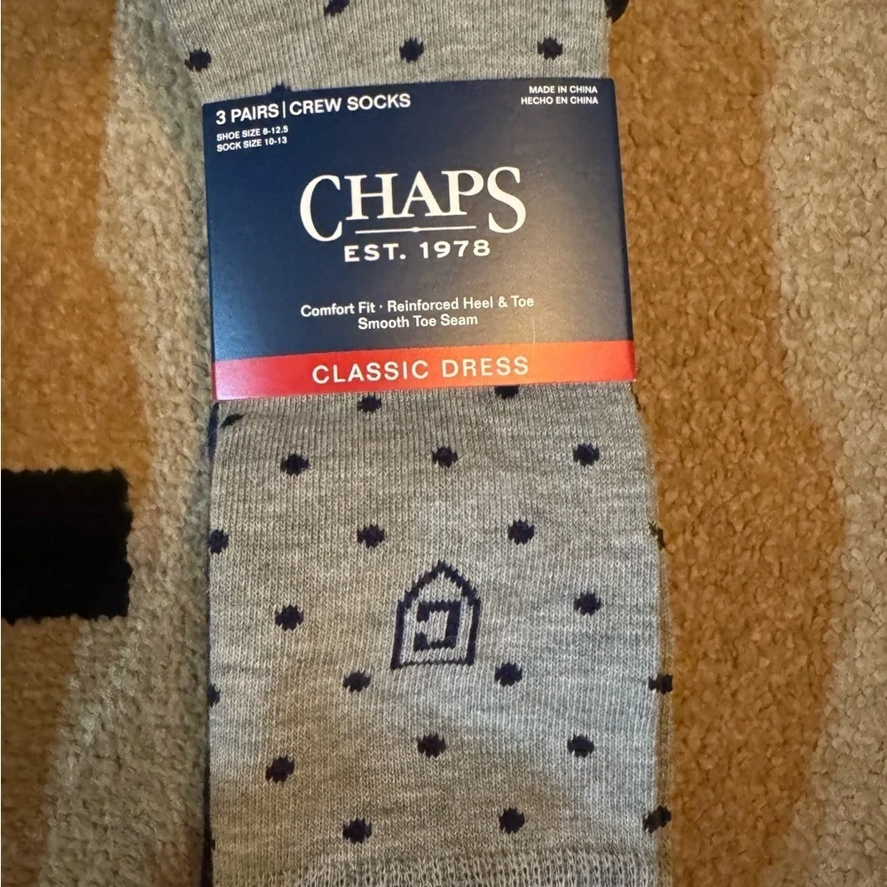 Chaps Classic Dress Dot Crew Socks &  Chaps Classic Dress Diamond, 3Pk Each